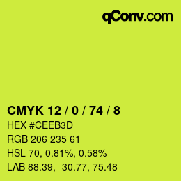 カラーコード: CMYK 12 / 0 / 74 / 8 | qconv.com