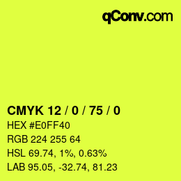 Color code: CMYK 12 / 0 / 75 / 0 | qconv.com