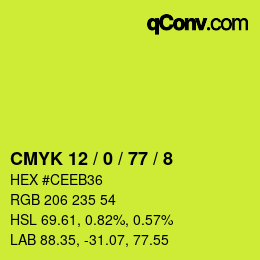 Color code: CMYK 12 / 0 / 77 / 8 | qconv.com