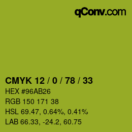 Color code: CMYK 12 / 0 / 78 / 33 | qconv.com