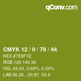 カラーコード: CMYK 12 / 0 / 79 / 44 | qconv.com