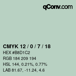 カラーコード: CMYK 12 / 0 / 7 / 18 | qconv.com