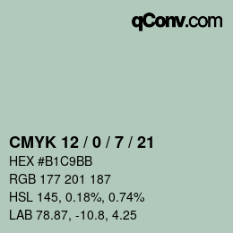 颜色代码: CMYK 12 / 0 / 7 / 21 | qconv.com