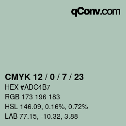 颜色代码: CMYK 12 / 0 / 7 / 23 | qconv.com