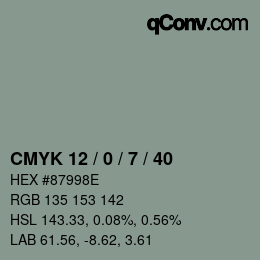 Color code: CMYK 12 / 0 / 7 / 40 | qconv.com