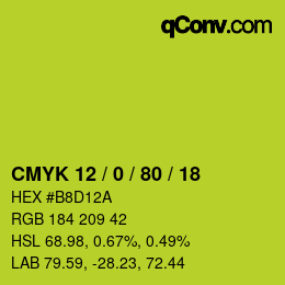 Color code: CMYK 12 / 0 / 80 / 18 | qconv.com