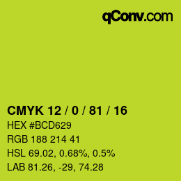 颜色代码: CMYK 12 / 0 / 81 / 16 | qconv.com
