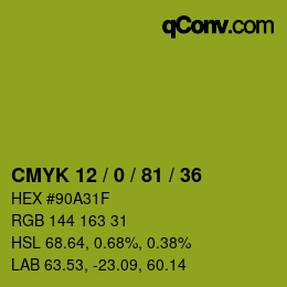 Color code: CMYK 12 / 0 / 81 / 36 | qconv.com