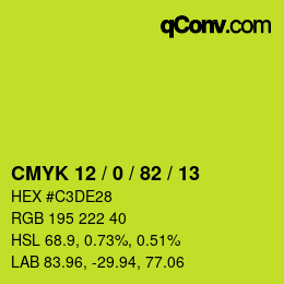 Color code: CMYK 12 / 0 / 82 / 13 | qconv.com