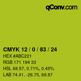 Color code: CMYK 12 / 0 / 83 / 24 | qconv.com