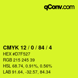 カラーコード: CMYK 12 / 0 / 84 / 4 | qconv.com