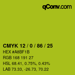 颜色代码: CMYK 12 / 0 / 86 / 25 | qconv.com