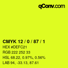 カラーコード: CMYK 12 / 0 / 87 / 1 | qconv.com