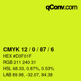 Color code: CMYK 12 / 0 / 87 / 6 | qconv.com