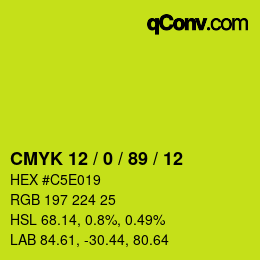 Color code: CMYK 12 / 0 / 89 / 12 | qconv.com