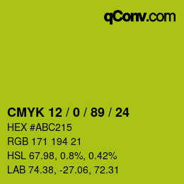 Color code: CMYK 12 / 0 / 89 / 24 | qconv.com