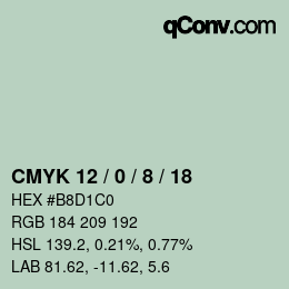 カラーコード: CMYK 12 / 0 / 8 / 18 | qconv.com