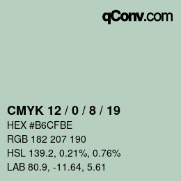カラーコード: CMYK 12 / 0 / 8 / 19 | qconv.com
