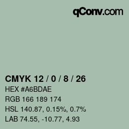 カラーコード: CMYK 12 / 0 / 8 / 26 | qconv.com