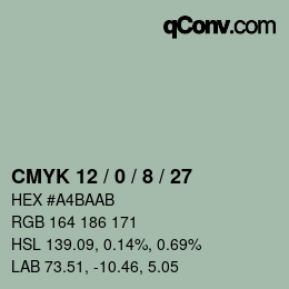 颜色代码: CMYK 12 / 0 / 8 / 27 | qconv.com