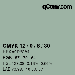 颜色代码: CMYK 12 / 0 / 8 / 30 | qconv.com