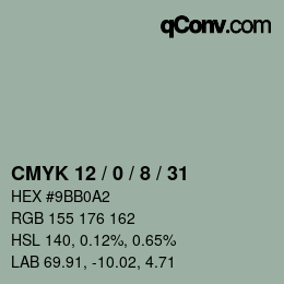 カラーコード: CMYK 12 / 0 / 8 / 31 | qconv.com