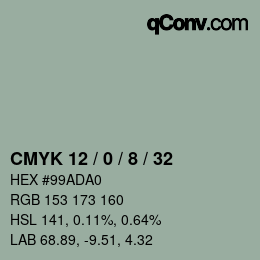 カラーコード: CMYK 12 / 0 / 8 / 32 | qconv.com