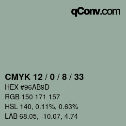 Code couleur: CMYK 12 / 0 / 8 / 33 | qconv.com