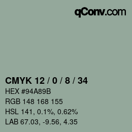 カラーコード: CMYK 12 / 0 / 8 / 34 | qconv.com