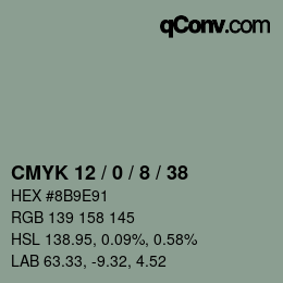 カラーコード: CMYK 12 / 0 / 8 / 38 | qconv.com