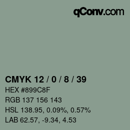 カラーコード: CMYK 12 / 0 / 8 / 39 | qconv.com