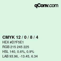 カラーコード: CMYK 12 / 0 / 8 / 4 | qconv.com