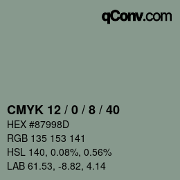 Color code: CMYK 12 / 0 / 8 / 40 | qconv.com