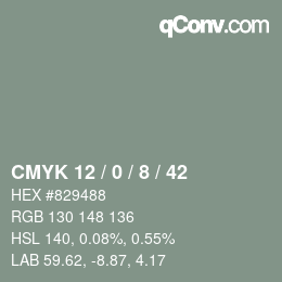 カラーコード: CMYK 12 / 0 / 8 / 42 | qconv.com