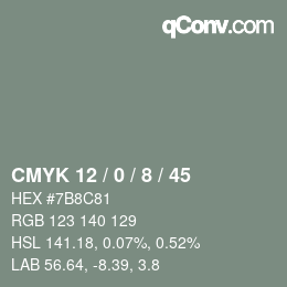 Farbcode: CMYK 12 / 0 / 8 / 45 | qconv.com
