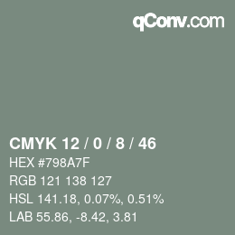 Color code: CMYK 12 / 0 / 8 / 46 | qconv.com