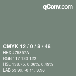 カラーコード: CMYK 12 / 0 / 8 / 48 | qconv.com