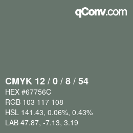 颜色代码: CMYK 12 / 0 / 8 / 54 | qconv.com
