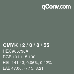 颜色代码: CMYK 12 / 0 / 8 / 55 | qconv.com