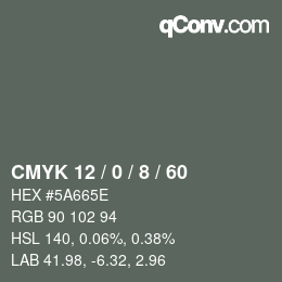 カラーコード: CMYK 12 / 0 / 8 / 60 | qconv.com