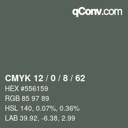 Color code: CMYK 12 / 0 / 8 / 62 | qconv.com