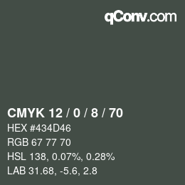 Color code: CMYK 12 / 0 / 8 / 70 | qconv.com
