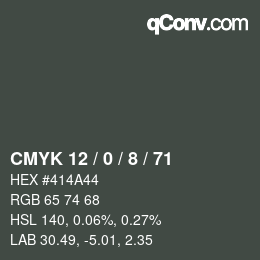 Color code: CMYK 12 / 0 / 8 / 71 | qconv.com