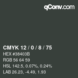 カラーコード: CMYK 12 / 0 / 8 / 75 | qconv.com