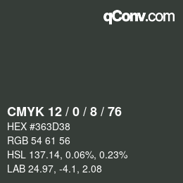 颜色代码: CMYK 12 / 0 / 8 / 76 | qconv.com