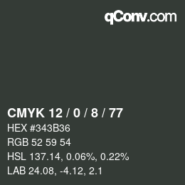 Color code: CMYK 12 / 0 / 8 / 77 | qconv.com