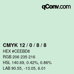 カラーコード: CMYK 12 / 0 / 8 / 8 | qconv.com