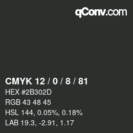 Color code: CMYK 12 / 0 / 8 / 81 | qconv.com