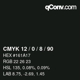 Color code: CMYK 12 / 0 / 8 / 90 | qconv.com