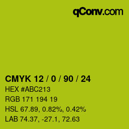 カラーコード: CMYK 12 / 0 / 90 / 24 | qconv.com